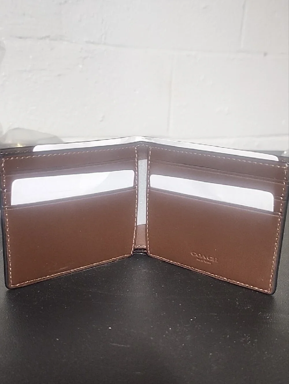 Coach Men's Dark Brown Signature Slim Billfold Wallet